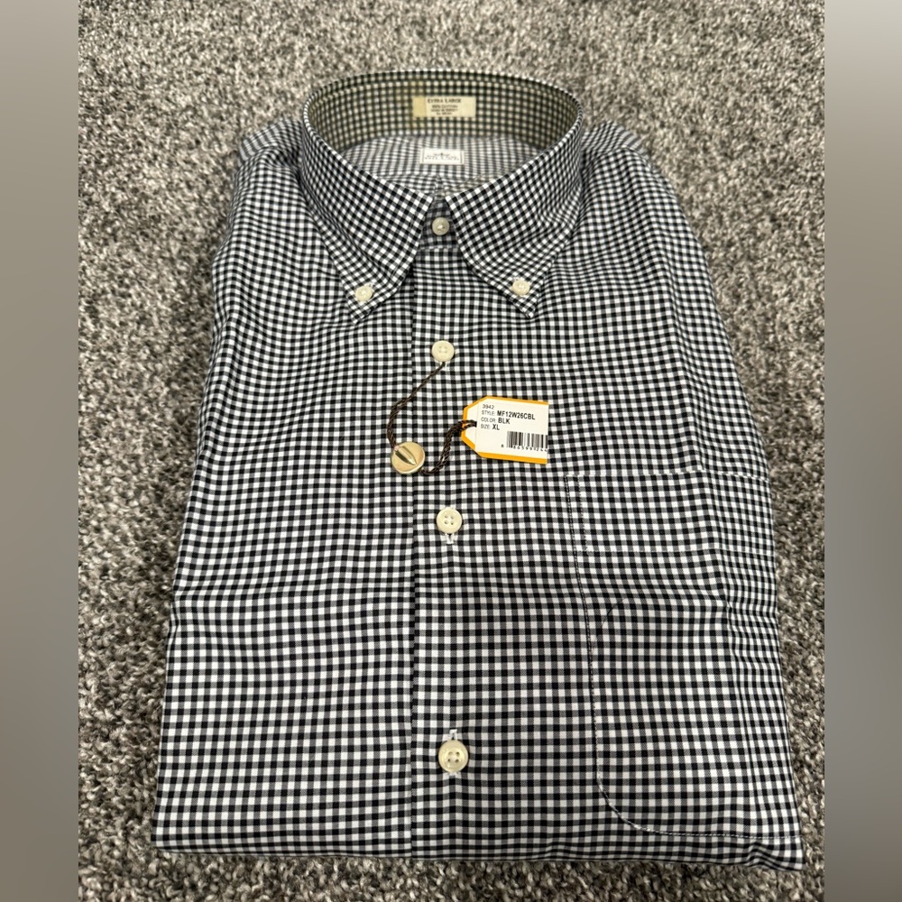 Peter Millar Black and White Gingham Shirt
